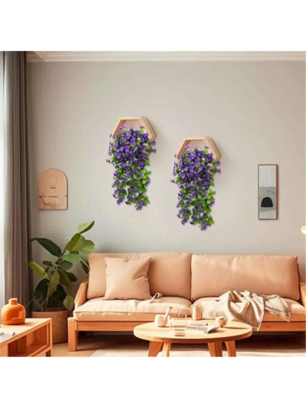 Purple Hanging Artificial Violet Flowers Fake Vine Wall Indoor Outdoor Decor